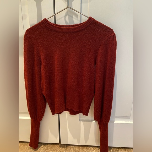 Zara burgundy sweater with puffy sleeves - Picture 2 of 5